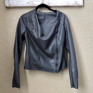 BLANKNYC Vegan Leather Drape Front Jacket